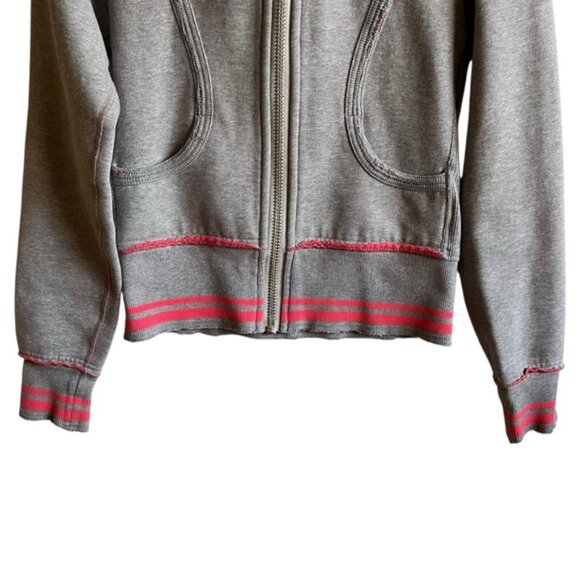 Lululemon Scuba Hoodie Size 4 Grey Pink Factory Distressed - Picture 6 of 16